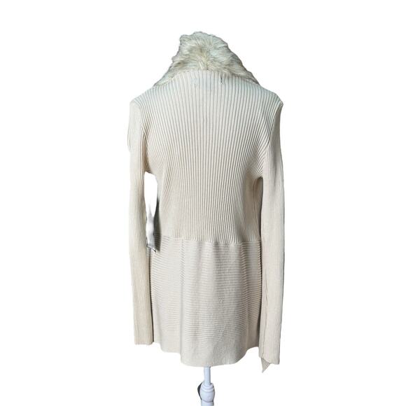 Absolutely Famous Sz S Faux Fur Cardigan Sweater Boho Chic Glam Cozy Layering - Picture 5 of 10